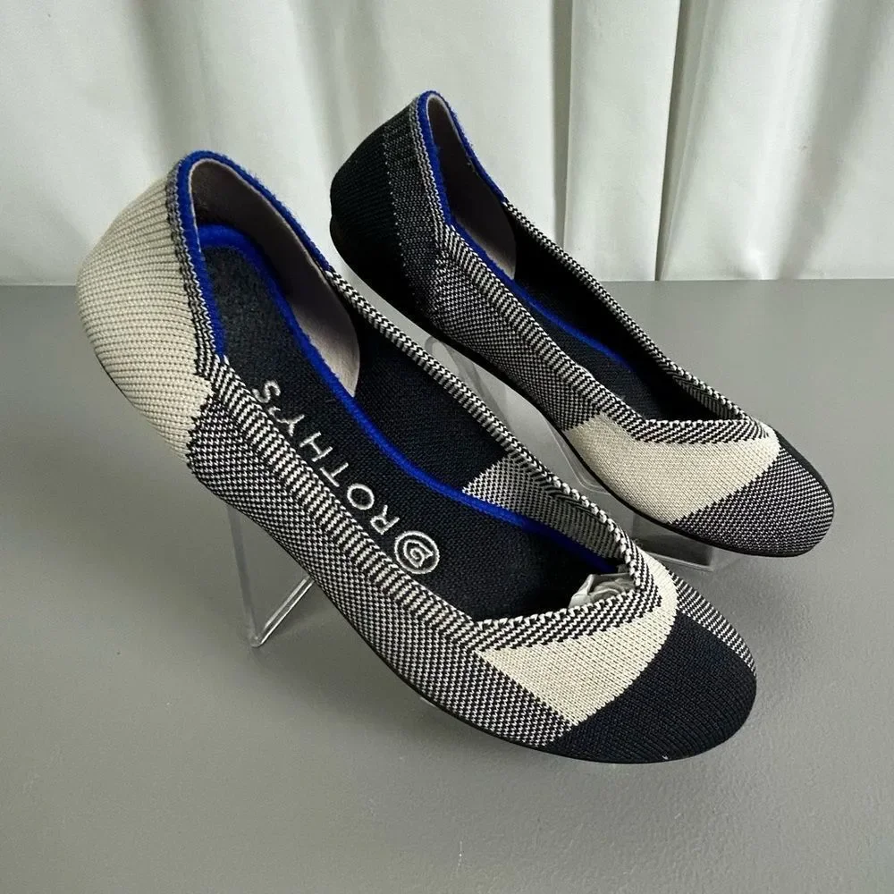 Rothy's Women's Black and Cream Patterned Flats size 6.5